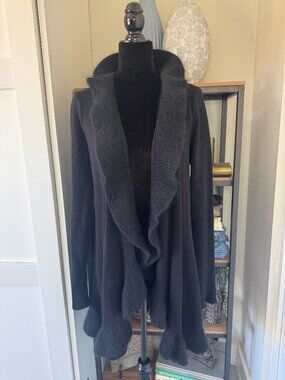 White House Black Market Fuzzy Ruffle Open Front Cardigan - Size M